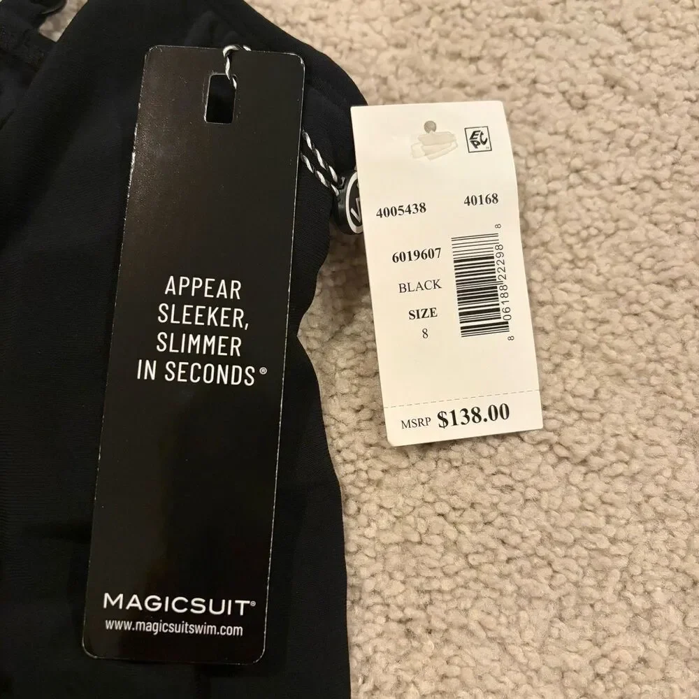 NWT Magicsuit BLACK Hoops Oriona Tankini Swim Top, US 8 Swimsuit $138 Vacation